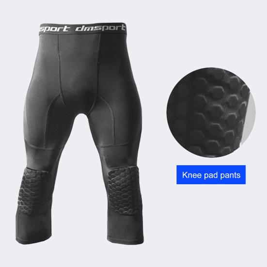 Capri Kompressionshose mit Knieschützern Wabenpolsterung 45720 Länge Nicht schweißtreibend Hochelastisch Großer Schutz Atmungsaktiv Jugend Jungen Basketball