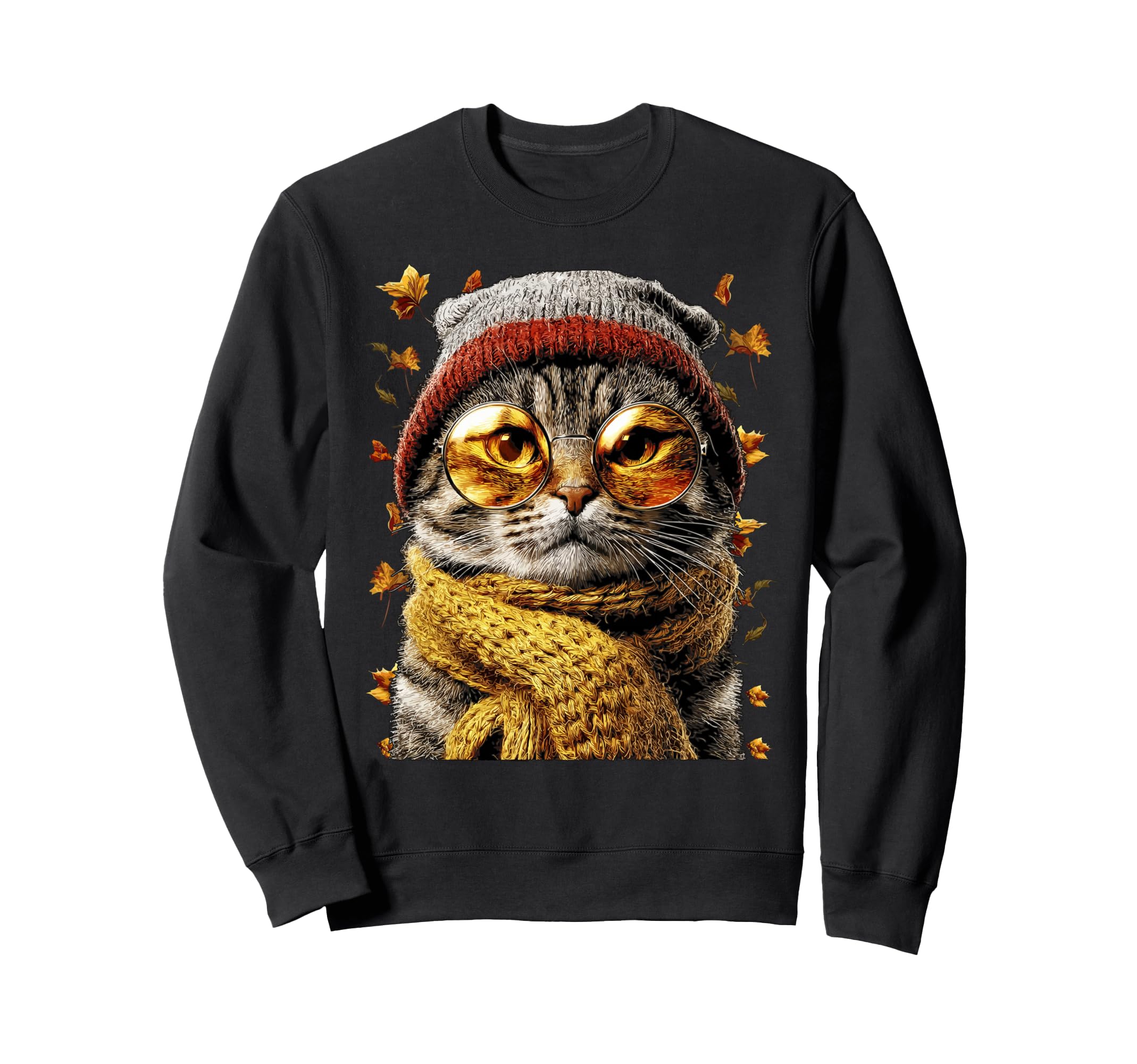 

Полосатый кот в солнечных очках, осенние листья, кот, животное, осень, толстовка