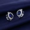 2026 Color Treasure Ocean Heart Inlaid Sapphire Group Earrings European and American Earrings Ear Buckles Women