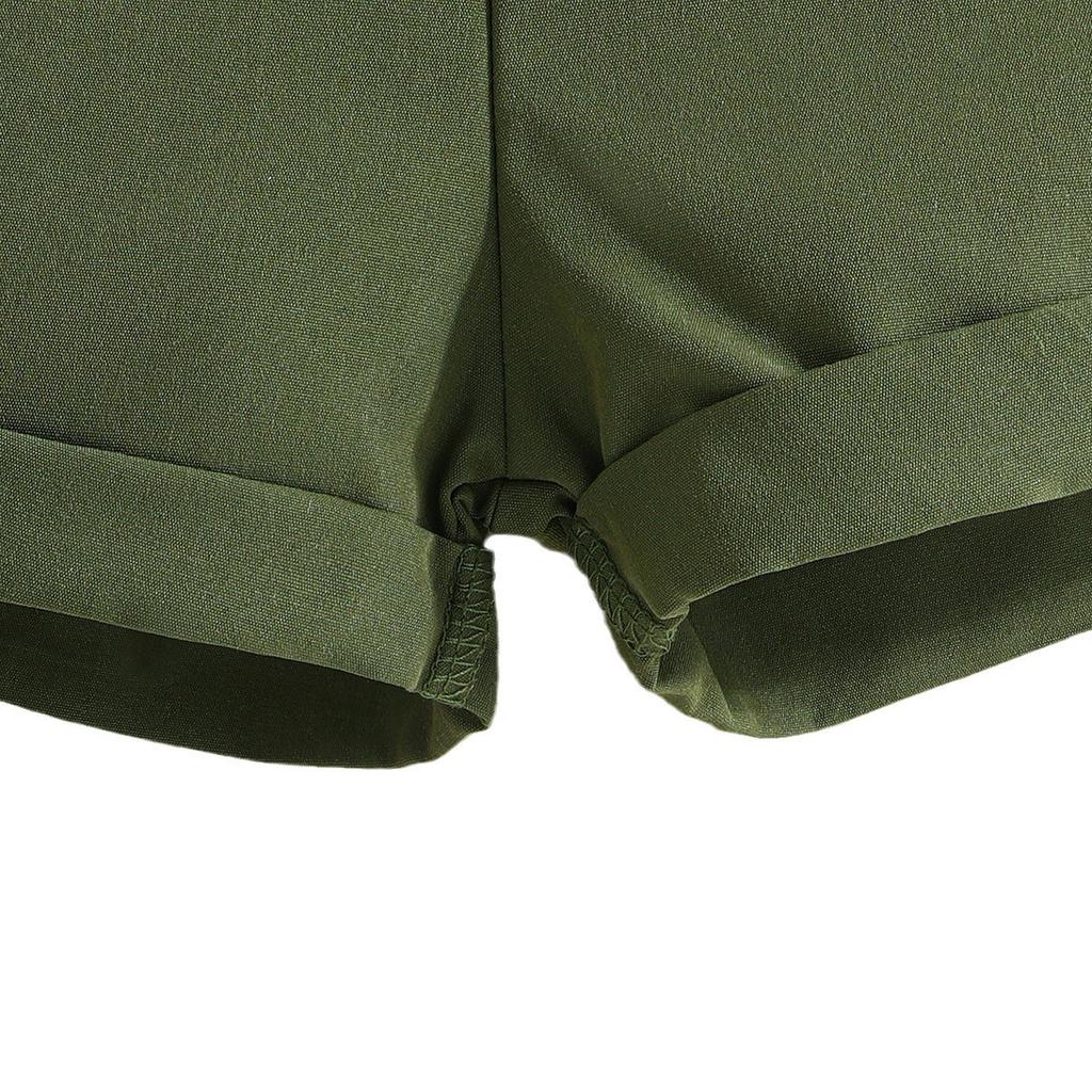 Conjunto de dos piezas para niños de verano con estampado de animales lindos + Pantalones cortos de color liso