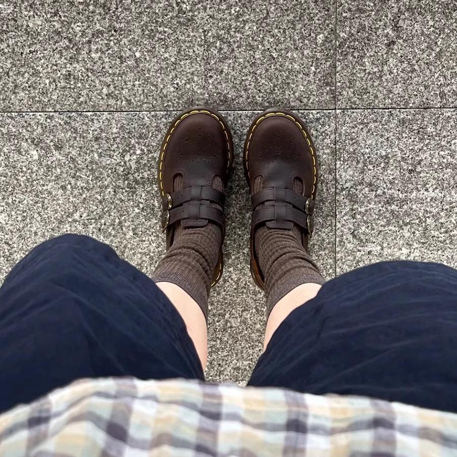 Cowhide Version~ Niche Versatile Martin Single Shoes Women's British Retro Casual Small Leather Shoes Hollow Thick-soled Mary Jane Shoes