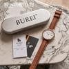 Leather Brand Business Date Slim Design [BUREI] Men's Watch, Name, Simple, Waterproof, Analog, Watch, Popular, Display, Quartz, White/Black, Stylish,