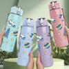 1PC Astronaut Rocket Sticker Pack 750ml Color Plastic Sports Water Bottle Leakproof Flip Straw Lid Suitable for Sports Office Home Use