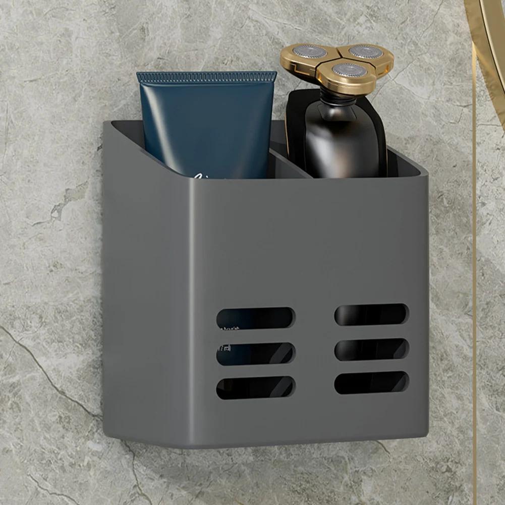 Wall Mount Bathroom Shelf with Drainage Holes No Drill Toiletries Shelves Multifunctional Bathroom Rack for Kitchen Bathroom