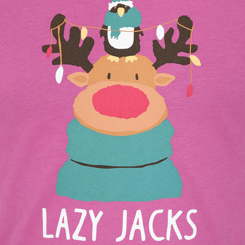 Lazy Jacks Girls Reindeer Long-Sleeved T-Shirt