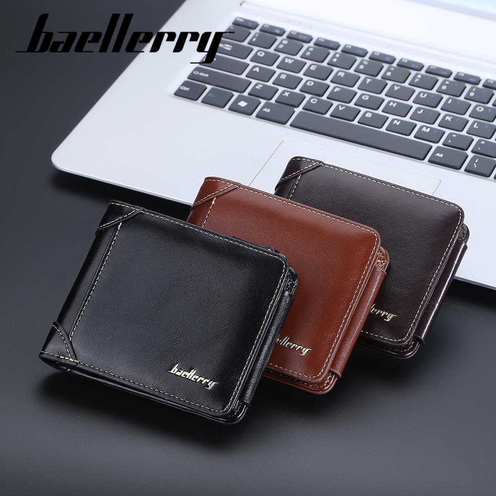 Baellerry Men's Retro Trifold Leather Wallet with Multi-Card Slots and Zipper