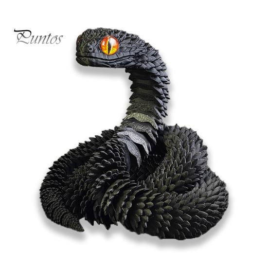 Lifelike Snake Sculpture 3D Printed Figurine Movable Joints Figure Articulated Animal Decor Model Toy Home Office Bookshelf Desktop Decoration