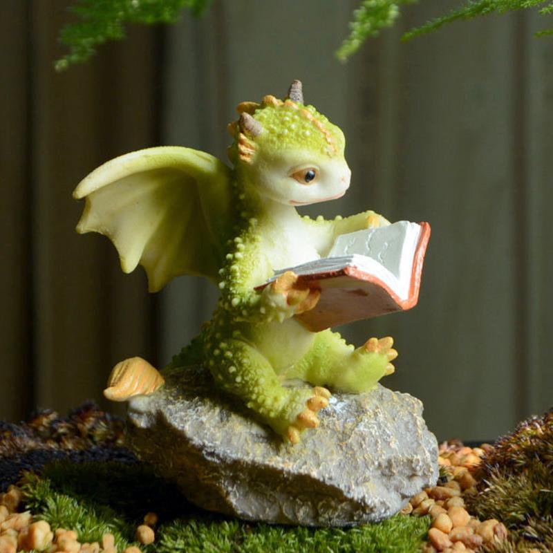 Adorable Cartoon Dragon Resin Ornament - Dinosaur Figure Gift for Friends & Teachers