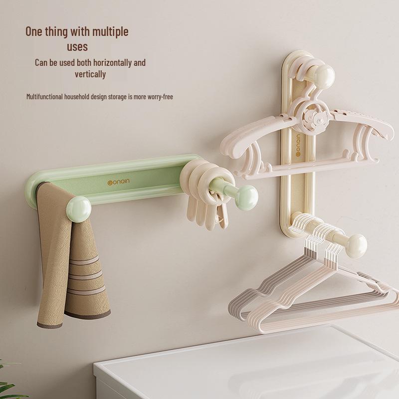 Retractable Punch-Free Folding Clothes Hanger & Storage Rack for Balcony
