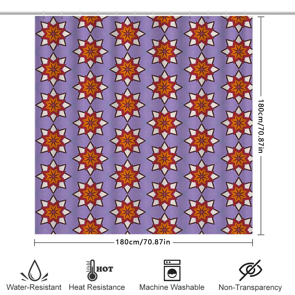 Modern 3D Printed Shower Curtain With Purple And Orange Floral Pattern Waterproof Fabric Bathroom Decor Size Customizable For Yo