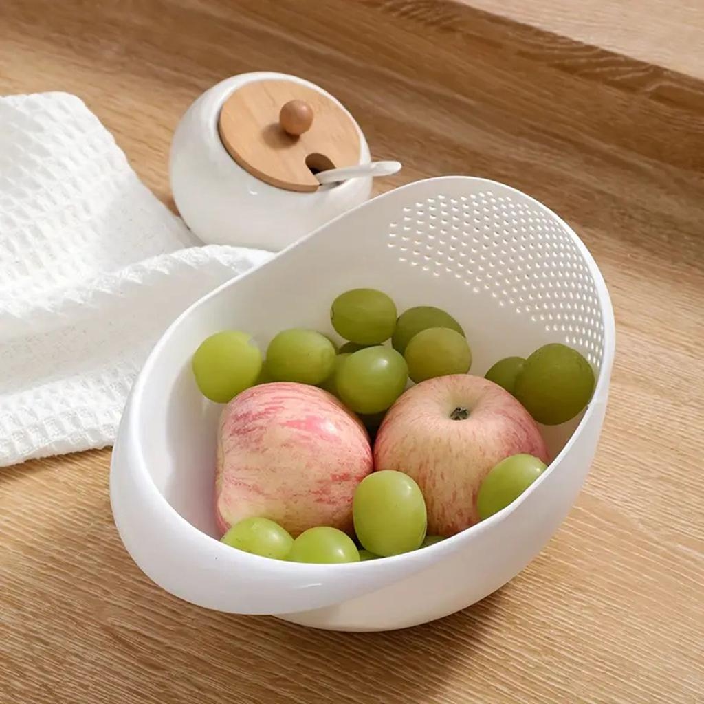 1PC-Silicone Colander Rice Bowl Drain Basket Fruit Bowl Washing Drain Basket with Handle Washing Basket Home Kitchen Organizer