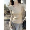Sanftes und reines Verlangen unregelmäßiges Kreuzdesign Andy Samt Strickpullover Damen Herbst und Winter Neu figurbetonter Langarmpullover