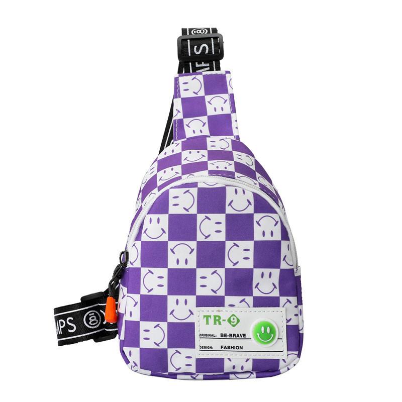 Stylish 2022 Kids Chest Bag For Boys With Trendy Checkerboard And Smile Design In Versatile Colors