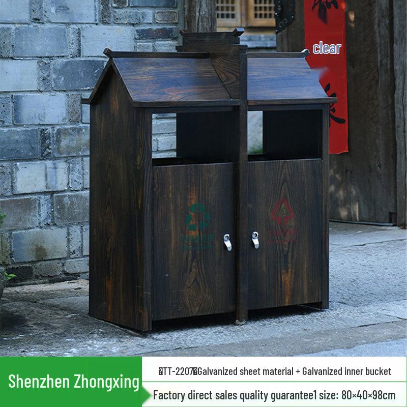 Stainless Steel Outdoor Trash Can: Large Sanitation Bin for Fruit Peels and Waste