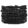 Retro Woven Cowhide Leather Men's Bracelet Set - European & American Handmade DIY Knot