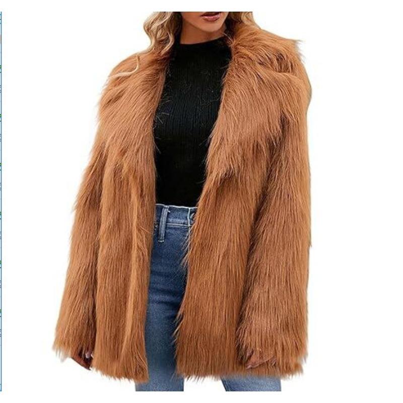 

2 Модный повседневный женский топ из искусственного меха Женская меховая куртка средней длины с костюмным воротником XXXL