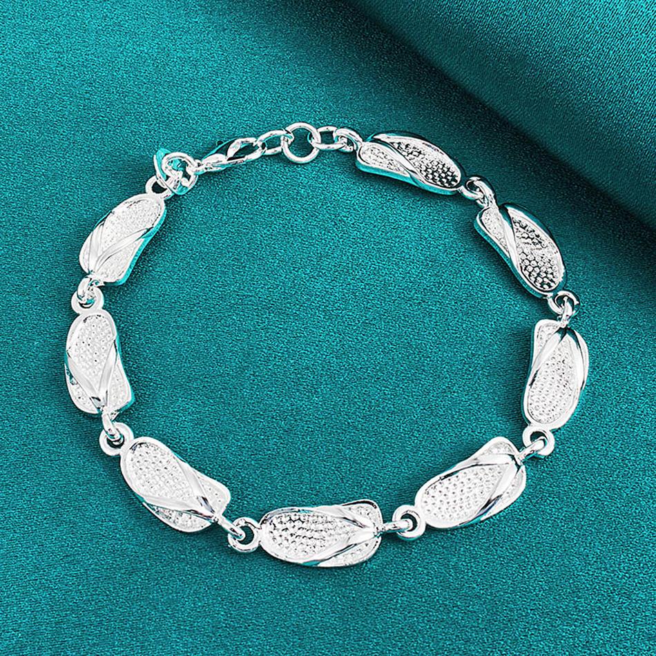 925 Sterling Silver Slipper Chain Bracelet For Women Fashion Wedding Party Jewelry