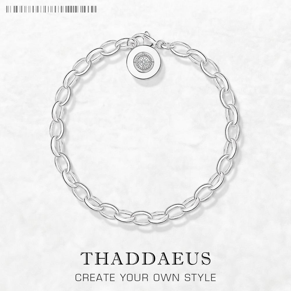 Cross Link Chain Charm Bracelets,925 Sliver Trendy Gift for Women,Europe Style Jewelry,Fashion Accessorie Club 17cm