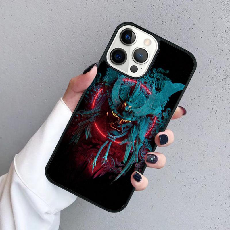 Samurai Japanese Warrior Mask Helmet Phone Case For iPhone 17 Air 16 Pro Max 15 14 Plus 12 13 Shell Cover Coque
