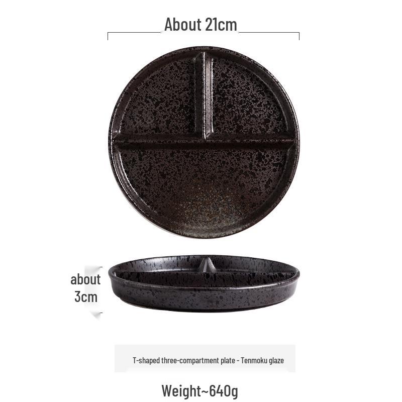 Creative Three-Compartment Ceramic Plate: Ideal for Single-Serving, Portion-Controlled Meals