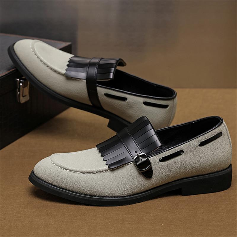 New Fashion Tassels Mixed Suede Leather Shoes For Men Business Party Flats Dress Wedding Loafers Homecoming Pageant Footwear
