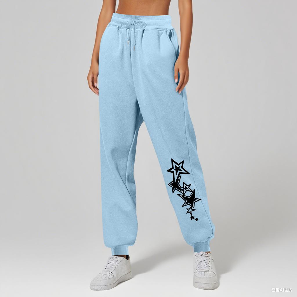 Ladies' Printed Unisex Casual Pocket Drawstring  Pants