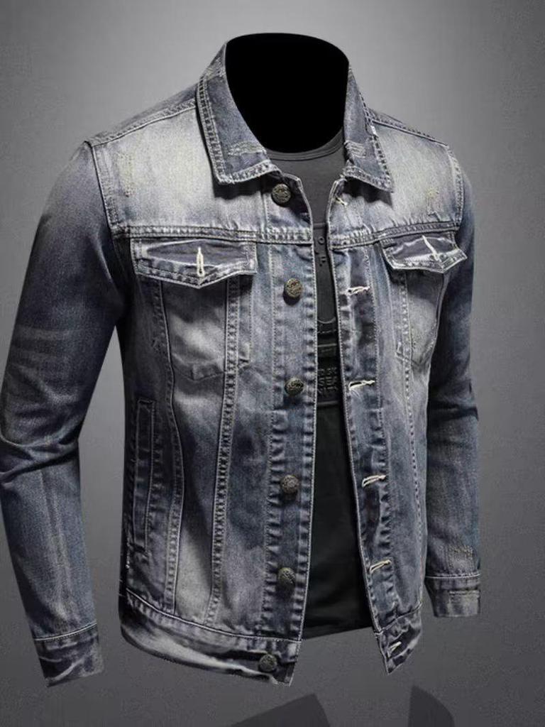 2024 Herbst Herren Slim Koreanische Retro Denimjacke: Trendige und Attraktive Freizeitmode