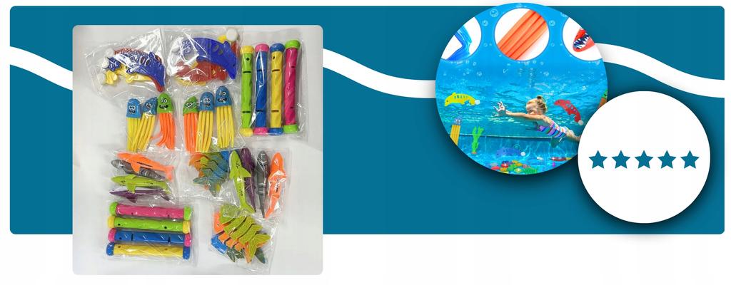 Toys for the Pool, Bath, Bathtub, Diving, Water, Set of 34 Pieces