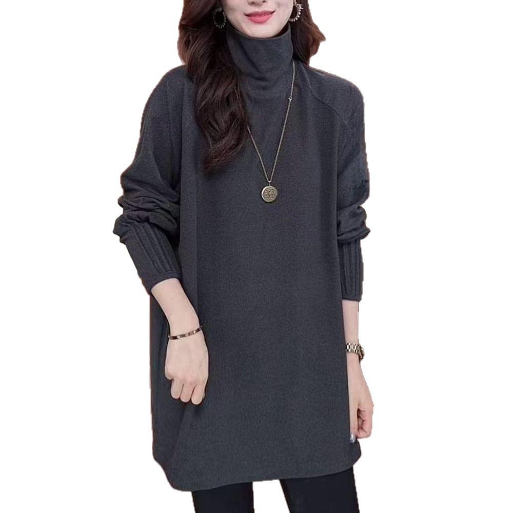 Plus Size Women's High Neck Thermal Fleece Long Sleeve Slimming Top for Autumn/Winter