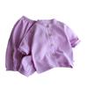 Kids' Stand Collar Cotton Gauze Summer Set - Lightweight Homewear for Boys & Girls