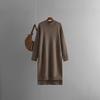 Autumn and Winter New Long Over-knee Semi-turtleneck Knitted Dress Loose and Thin Solid Color Sweater Skirt Women