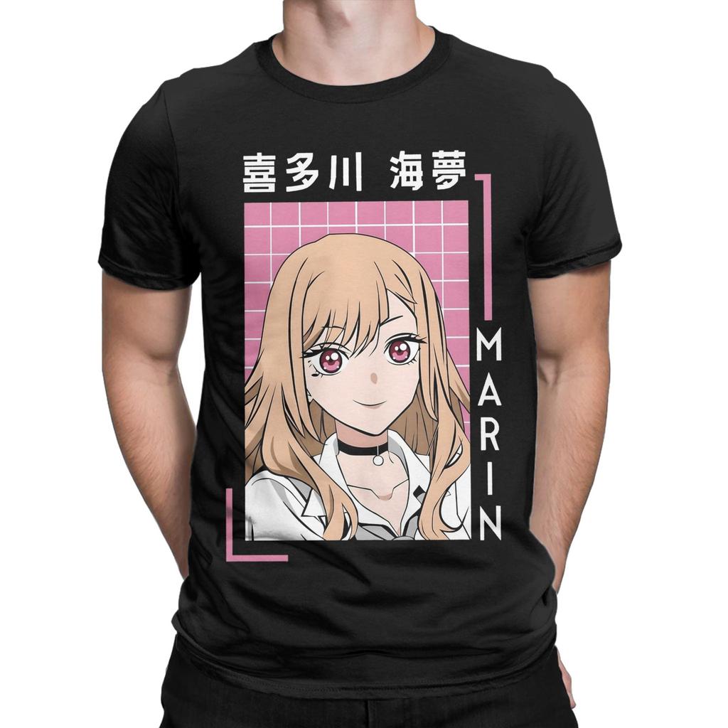 Marin Kitagawa T-Shirt Men My Dress-Up Darling Anime Vintage 100% Cotton Tees Crew Neck Short Sleeve T Shirts Unique Clothes