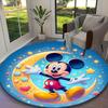 Mickey Mouse Moonlight Bedtime Floral Rug Ideal for Reading Room, Multi-purpose Office Chair Sofa Carpet, Anti-slip Printed Home Round Rug