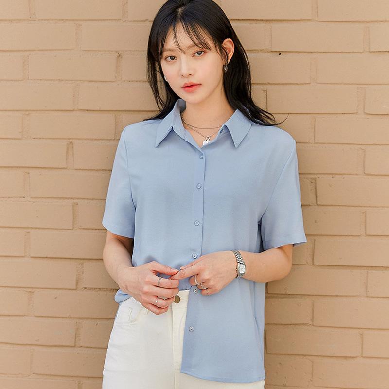 Summer Short Sleeved Shirt for Women with Niche Design Loose Versatile Professional Temperament Formal Top Blouses & Shirts