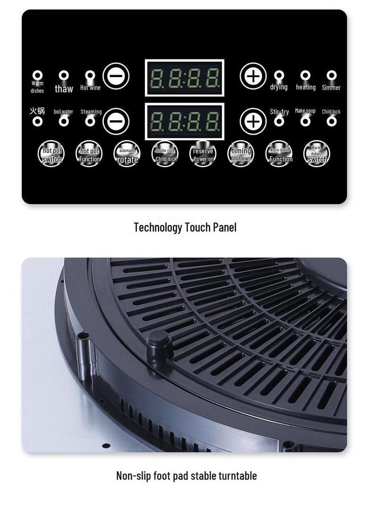 2026 Electric Solid Wood Hot Pot & Dish Warmer Turntable