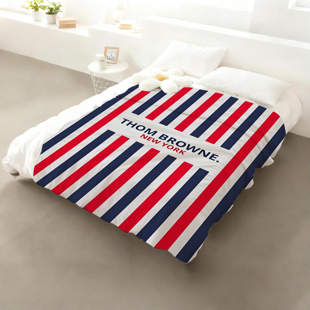 Trendy Brand T-Thom B-browne Throw Cozy Soft Flannel Throw Lightweight Skin-Friendly for Sofa Bed Office & Travel