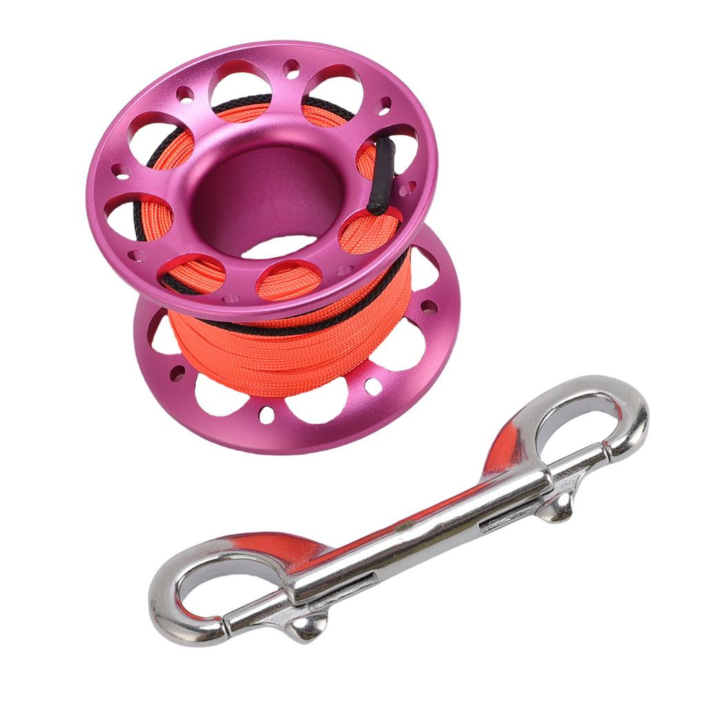 15m Cable Scuba Diving Reel Aviation Aluminum Diving Line Reel with Double Ended Hook for Outdoor Boating Marine