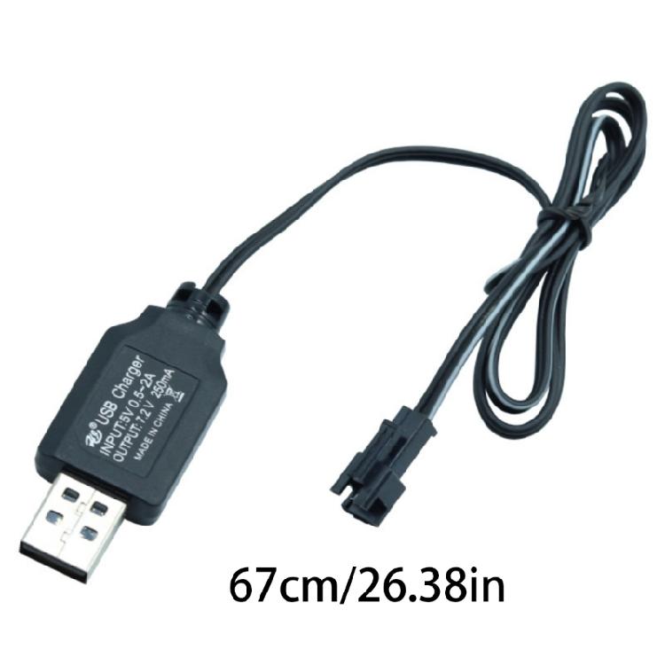 USB Charger Cable SM2.0 2P Connectors for 7.2V 250mA NiMH NiCD Batteries with LED Indicator and Safe Charging