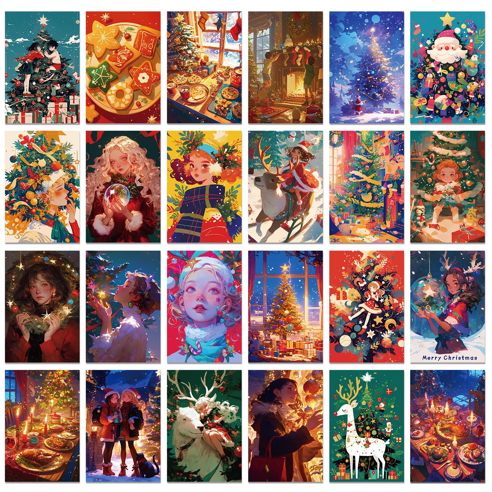 

50 хороших друзей, исцеляющих рождественскую серию настенных открыток, украшение настенной фоторамки, украшение гостиной, открытки с сообщениями, поздравительные открытки T01042192（50）