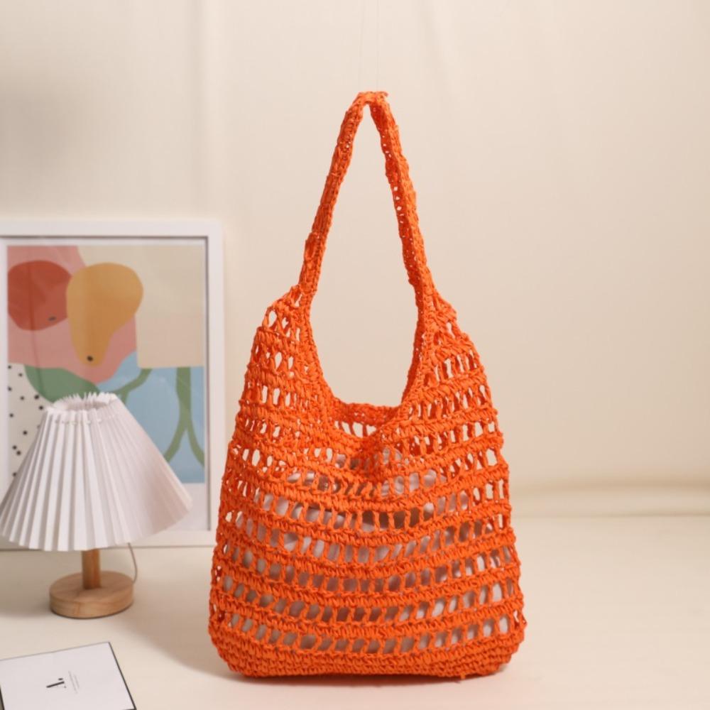

Fashion Straw Bag Large Capacity Beach Handbag Leisure Weave Tote Bag Beach оранжевый