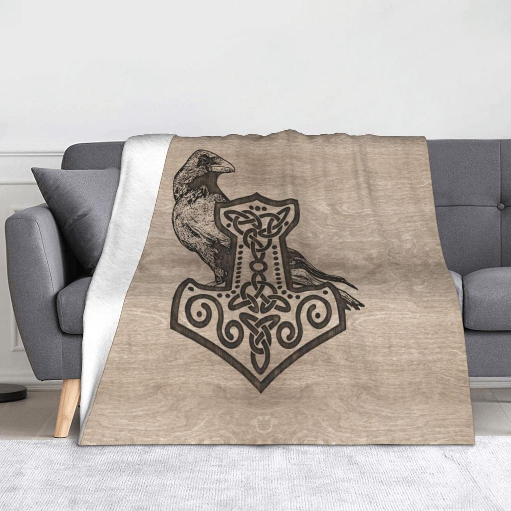 Mjolnir the Hammer of Thor Blanket Flannel Autumn/Winter Viking Breathable Soft Throw Blankets for Bedding Travel Quilt