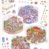 New Landscape Sticker Cabin Scene DIY Toy2.5D Cartoon Seaside Town Game Sticker Festival Birthday Gift for Kid Child Girl