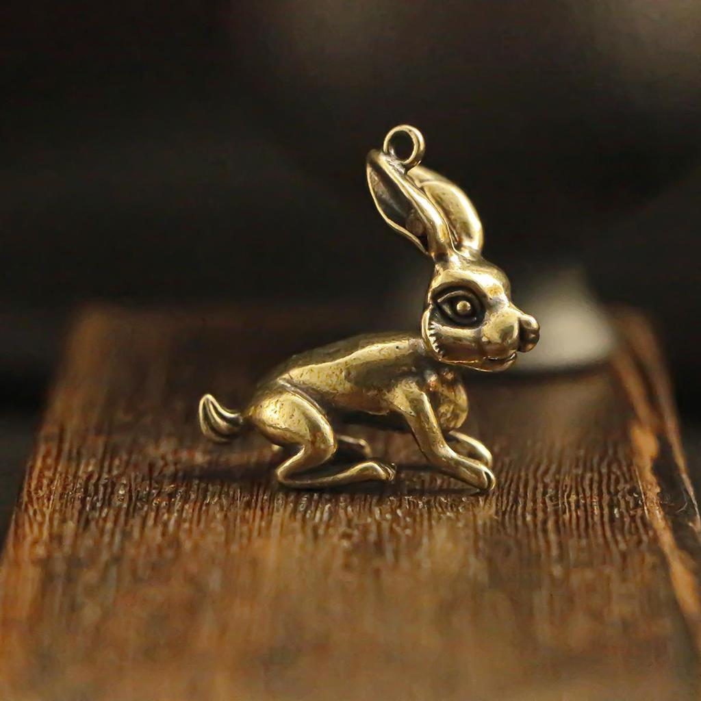 Breloc Pandantiv Iepure Zodia Zodiacală din Alamă Antică 3D