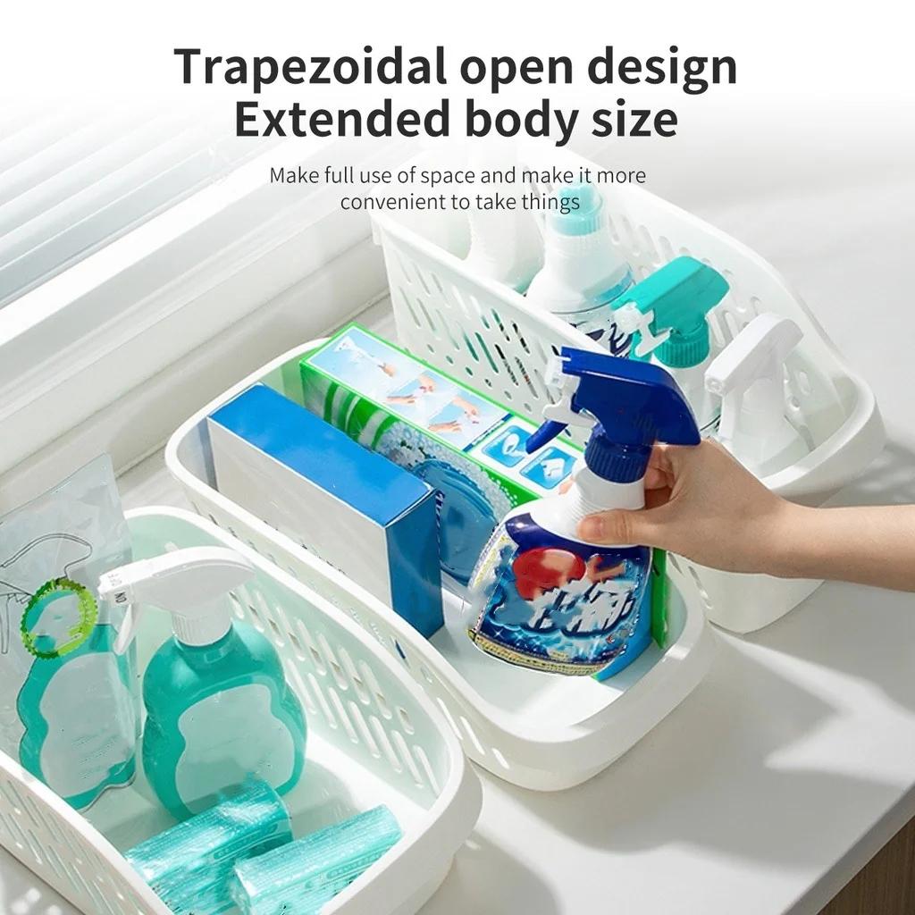 1pcs/kitchen Rack Storage Basket Household Under the Sink Cabinet Good Things with Wheels Narrow Storage Box Rattan Bag Gym Safe