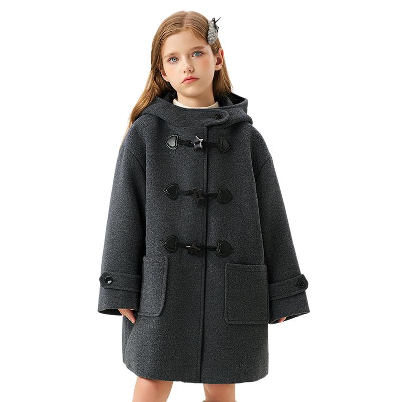 Luomeng Girls  Padded Wool-Blend Toggle Coat 120