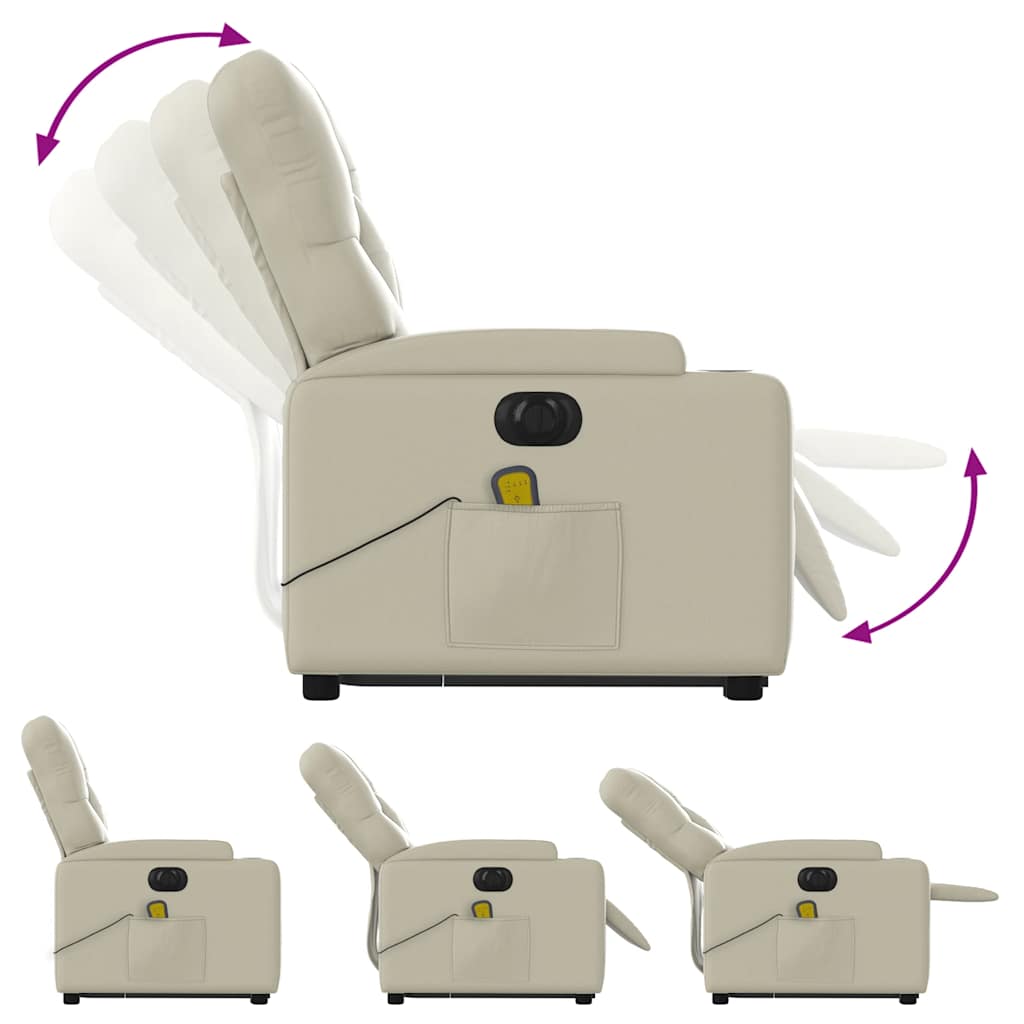 Vidaxl Reclining and Tilting Armchair with Massage, Electric, Cream