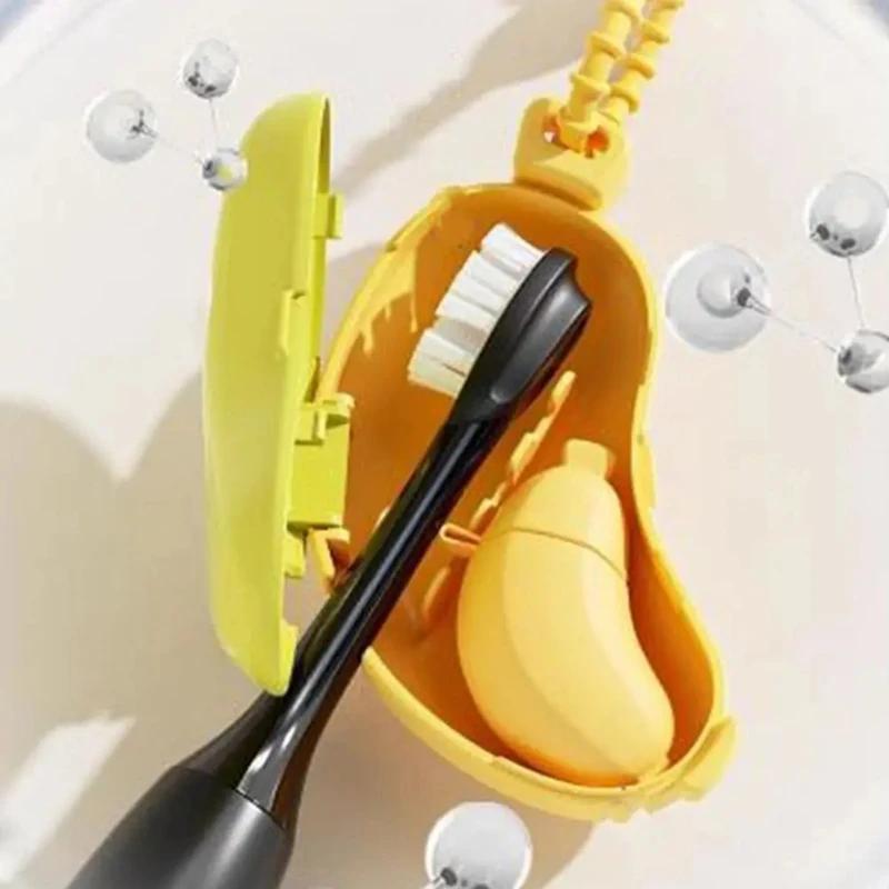 Plastic Toothbrush Head Protective Cover Banana Shape Toothbrush Dust Cap Cover 2In1 Brush Protect Toothbrush Storage Organizer