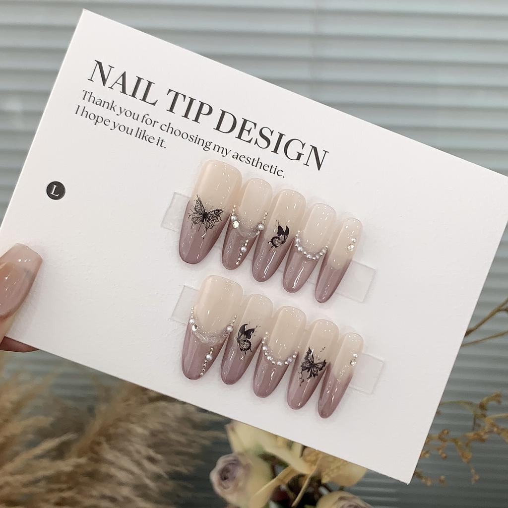 Gradient Crushed Diamond Chain French 3D Three-dimensional Relief Butterfly Jiangnan Mist and Rain Patch