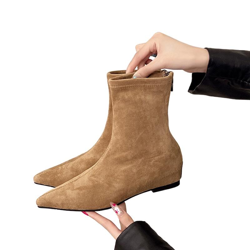 Mode 2025 Herbst Winter Spitz Zehen Knöchel Stiefel Damen Designer Vintage Dünne Niedrige Absatz Schuhe Modern Kurze Botas Zapatos De Mujer