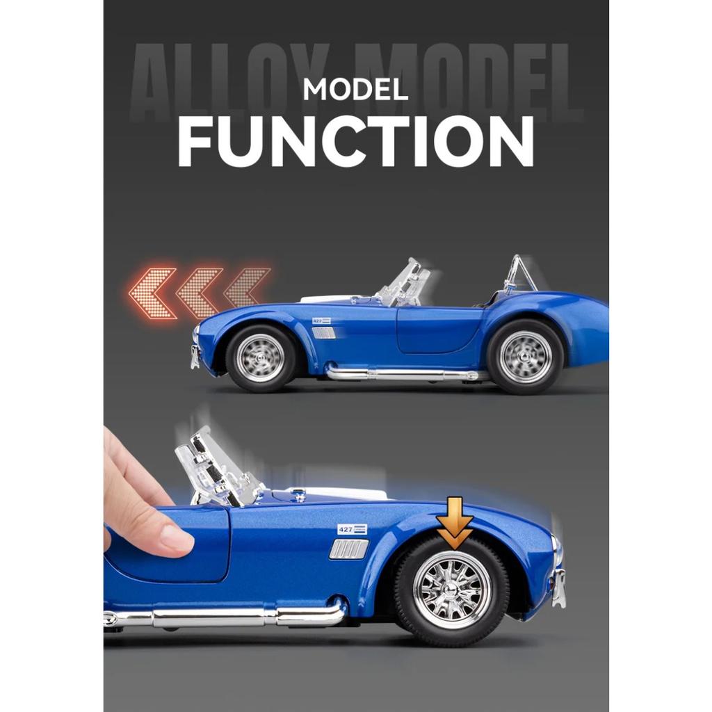 1/24 Ford Shelby Cobra 427 S/C Alloy Model Car Toy Diecasts Casting Sound and Light Car Toys for Children Vehicle